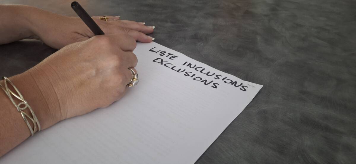 Inclusions et exclusions : 2 listes claires pour votre vente